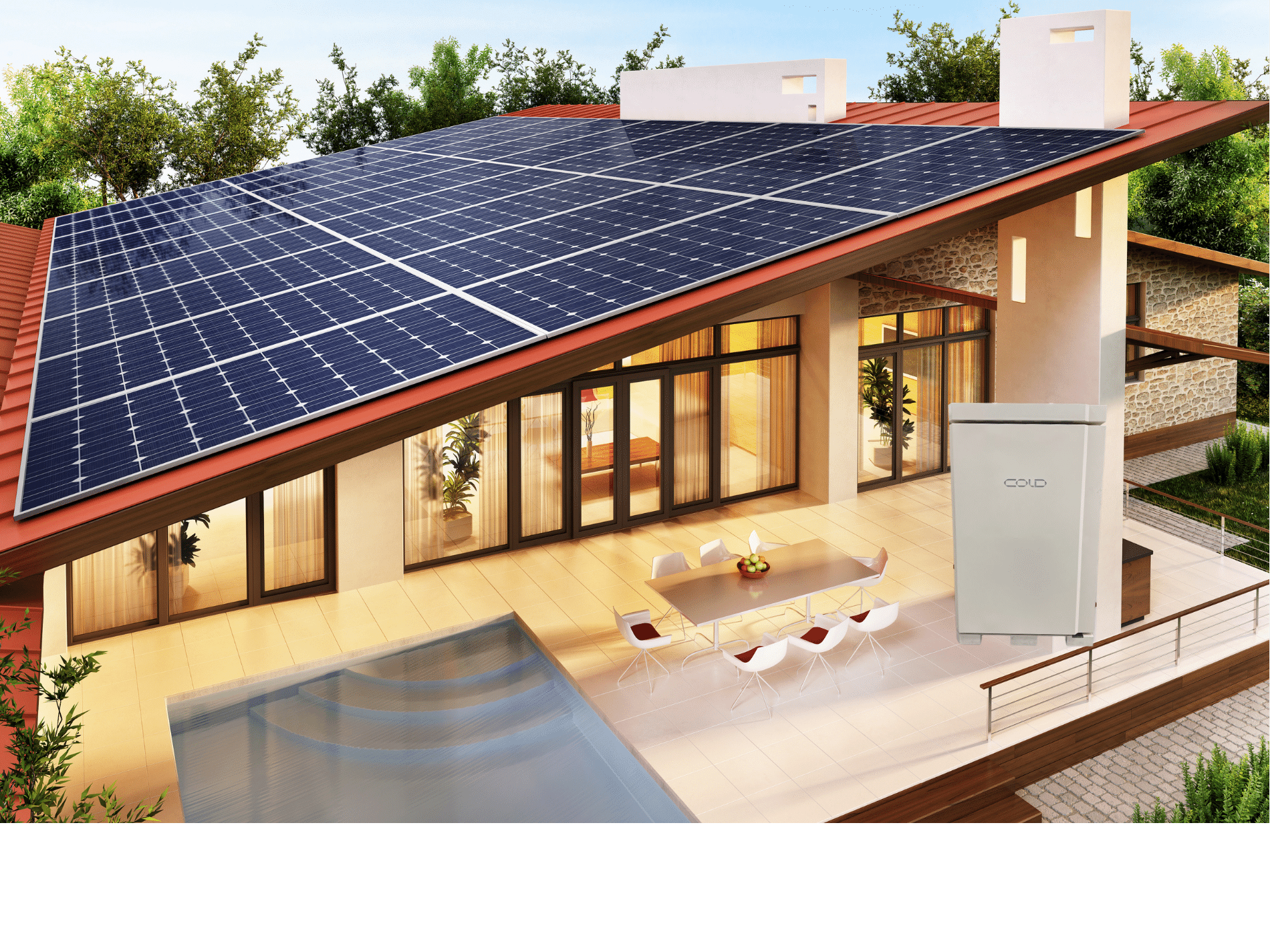 太陽能面板搭配家用儲能圖